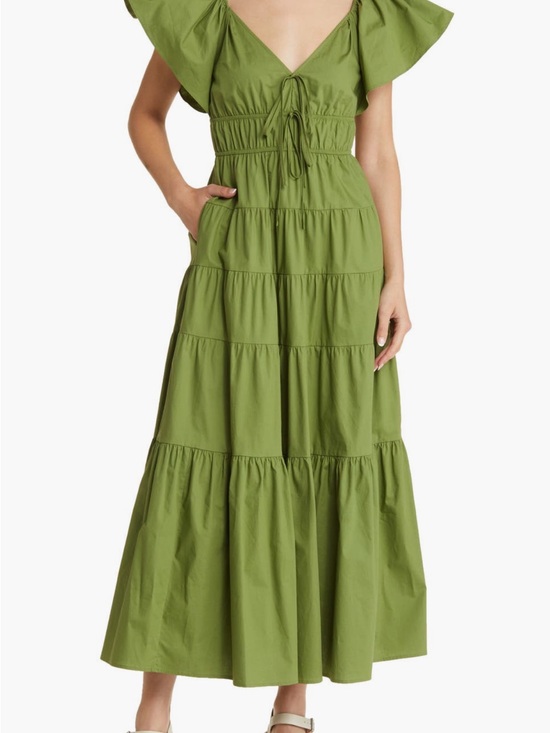 Moon River Dresses & Skirts - Moon River Olive Green Tiered Midi Dress
